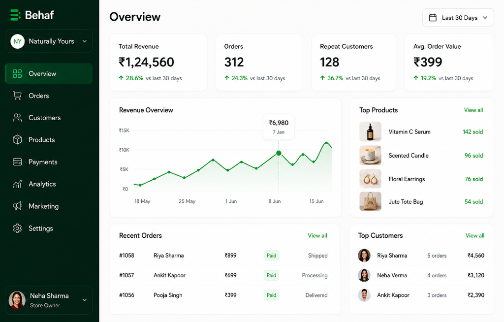 Behaf Store Dashboard
